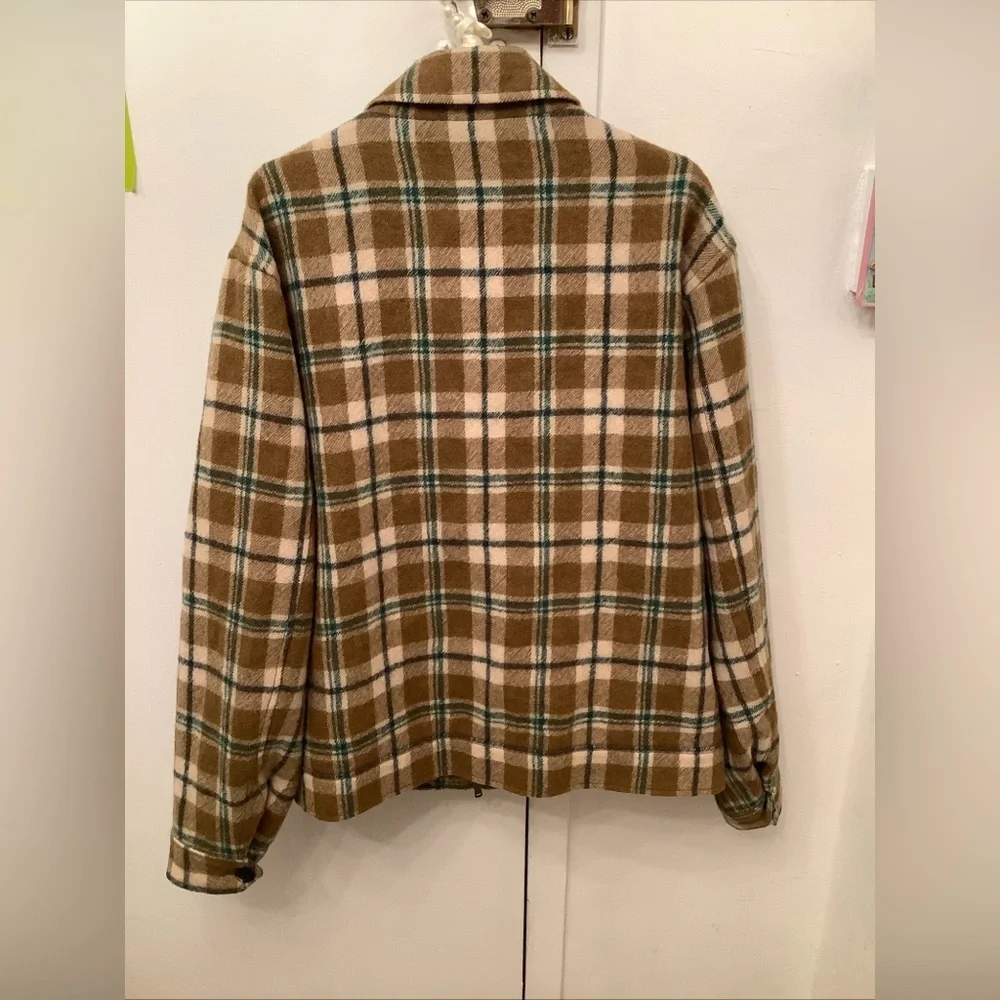 Todd Snyder Wool Bouclé Double Zip Jacket Brown Green Plaid Lined Men’s XL H2F​​